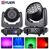 YUER™️ 19x15W LED RGBW Beam + Wash Zoom Moving Head Light DMX512 DJ Disco Party Bar Dance Floor Stage Effect Lighting Equipment