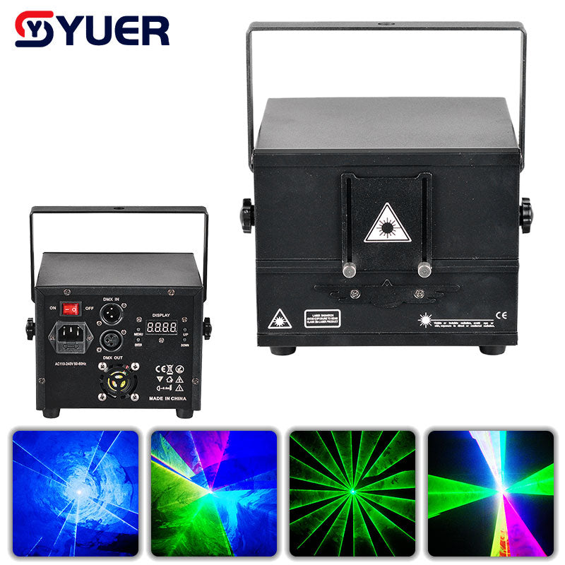 YUER™️ Proyector de Luz Láser para Escenario, DJ, Discoteca, Bar, Club, Fiesta, Boda, Navidad, con Animación RGB, Control Bluetooth por APP, Escáner de Rayos, 2W