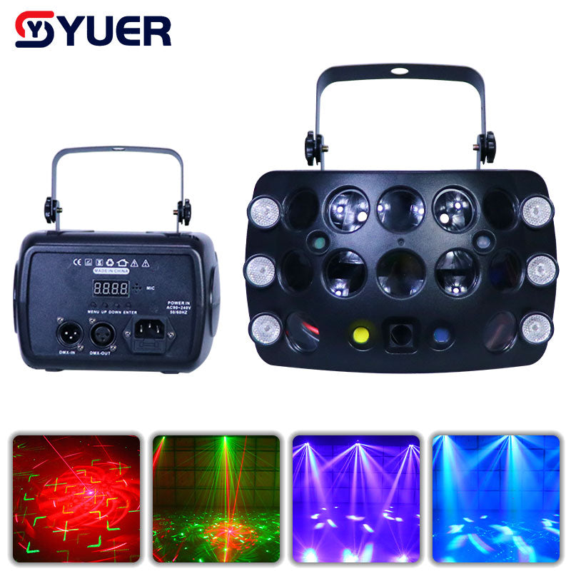 YUER™️ Lumière Laser Disco Papillon avec Télécommande DMX512 Faisceau Wash Lumière Décoration Mariage Club Dispositif Projecteur Stroboscopique Fête Vacances