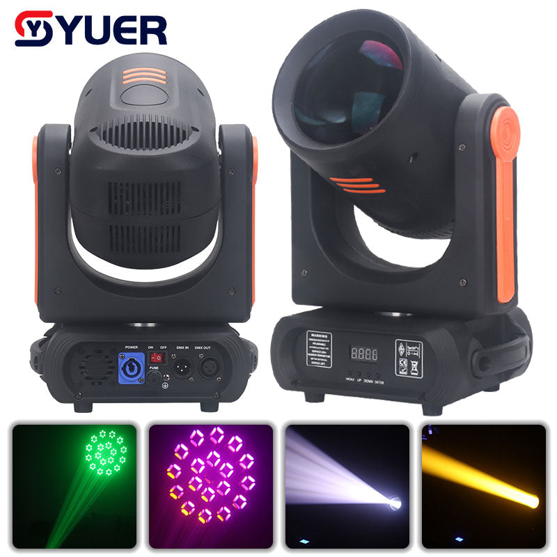 YUER™️ LED 200W Beam Spot Gobo 18 Prisms Club Bar Stage Lighting DMX C