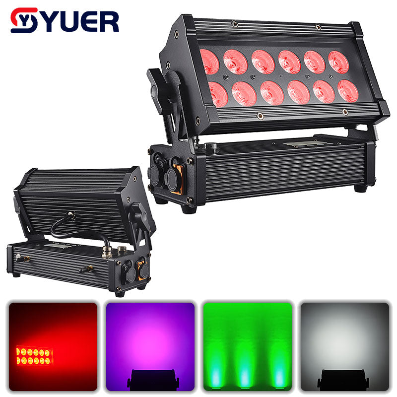 YUER™️ Luz de lavado LED 12x18W RGBWA+UV 6 en 1 resistente al agua IP65 con batería, control remoto inalámbrico, para escenario, fiesta, boda, DJ, discoteca