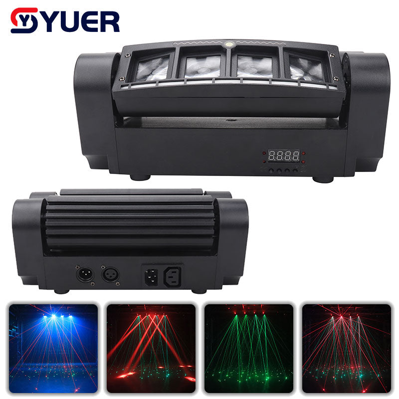 YUER™️ LED 8x6w RGBW con haz láser RG, tira de píxeles, araña con cabezal móvil DMX512, DJ, fiesta disco, club nocturno, baile, boda, iluminación de escenario 