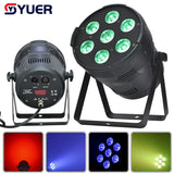 YUER™️ NEW Mold LED Flat Par 7X12W RGBW Light Family Birthday Party Theater Wedding Stage Lighting DMX512 Remote Music Control