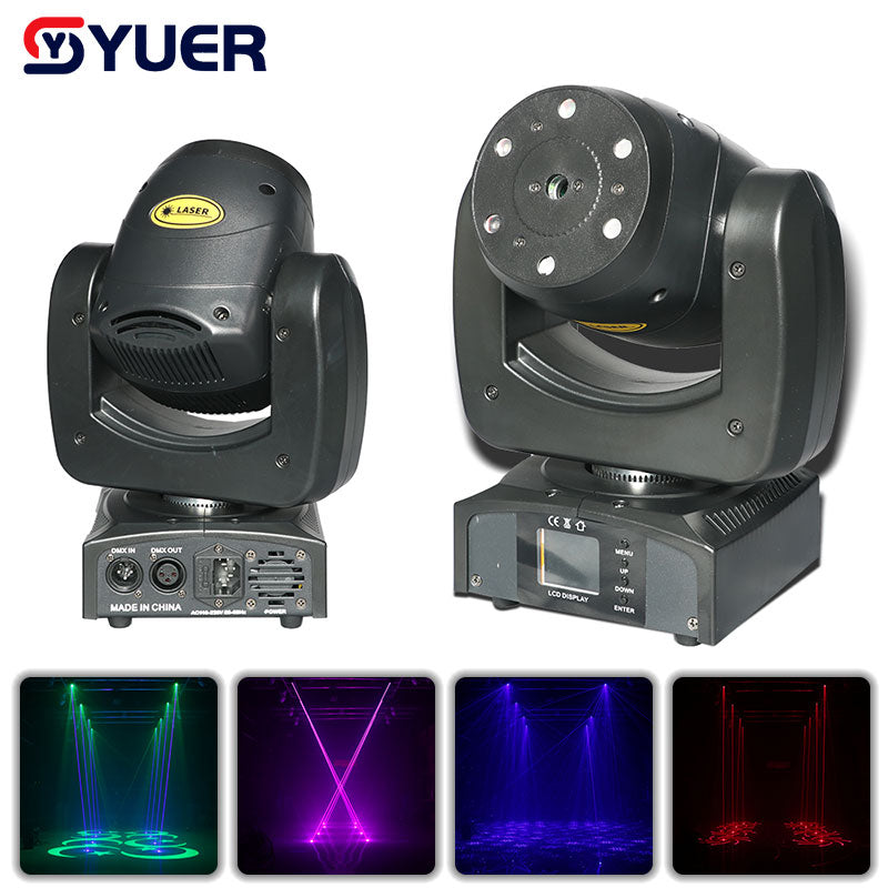 YUER™️ Faisceau Laser à tête mobile 1W, lumière DJ RGB, son Laser activé DMX 512, commande vocale, Spot musical, lumières de fête Disco 