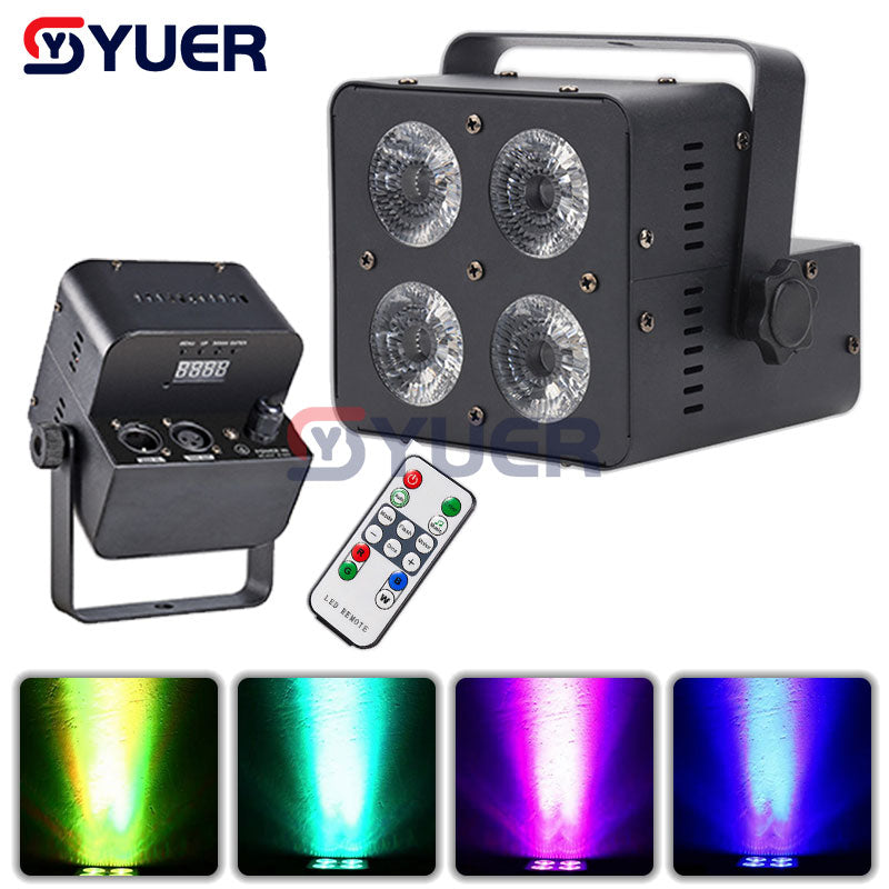 YUER™️ 4x15W RGBW 4 en 1 LED Par puede lavar iluminación de efectos de escenario para DJ Disco fiesta en casa Control DMX sonido modos remotos automáticos 