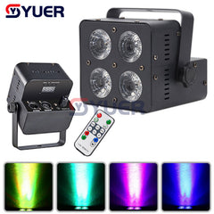 YUER™️ 4x15W RGBW 4 en 1 LED Par puede lavar iluminación de efectos de escenario para DJ Disco fiesta en casa Control DMX sonido modos remotos automáticos 
