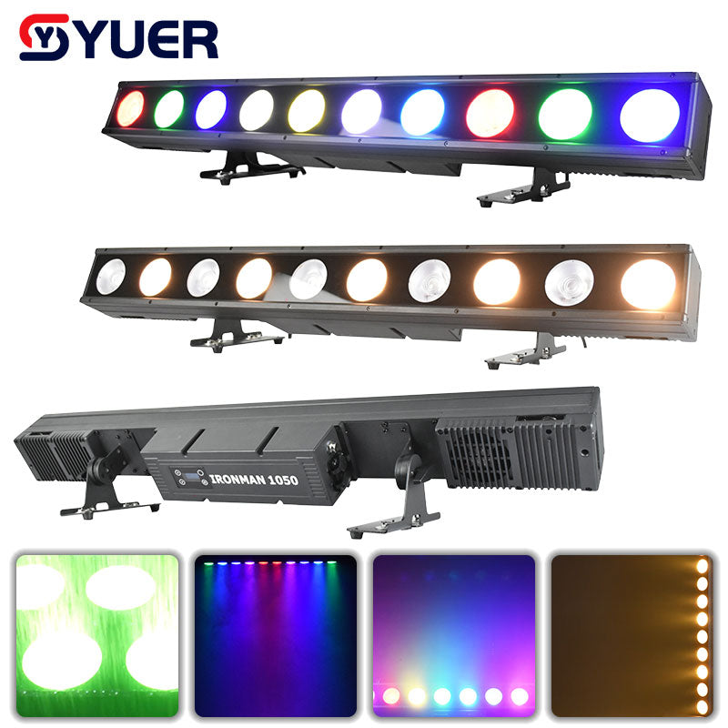 YUER™ Iron Man IP65 Impermeable 10X50W COB Empalme Barra de luz Cálido+Frío/RGBW Opcional DMX512 DJ discoteca Luz de escenario Luz de lavado de pared para club fiesta espectáculo