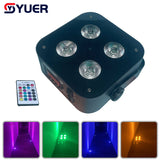 YUER™️ Battery LED Par Light 4X15W RGBWA UV 6IN1 DMX512 Control DJ Party Disco Wedding KTV Battery Stage Light