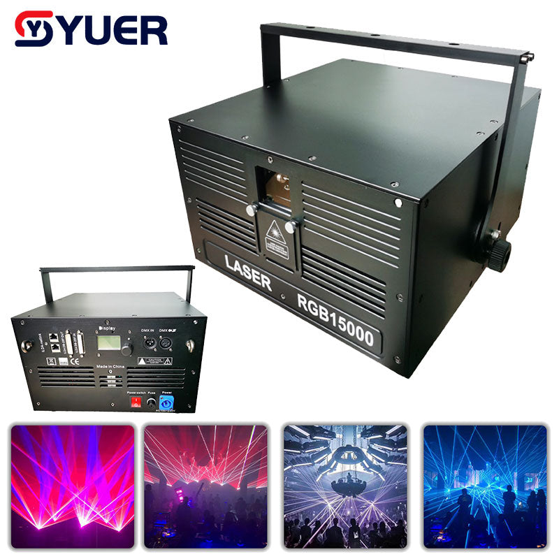 YUER™️ Profession 45Kpps 15W couleur RVB motif de lumière laser Animation effet de balayage projecteur laser lumière montre DJ Disco en plein air 
