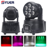 YUER™️ LED 7X12W Wash Light RGBW 4in1 DJ Disco Stage Moving Head Lights