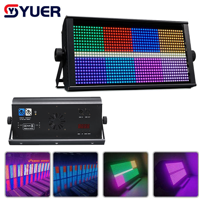 YUER™️ 864 pièces 5050 LED 280W RGB DMX512 8 + 8 lumières stroboscopiques/stroboscope adaptées à DJ Disco Bar effet de fête lumière de teinture Flash 