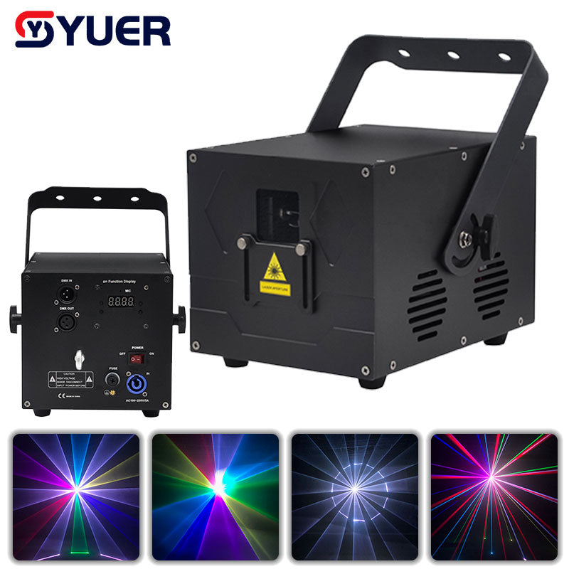 YUER™️ Láser RGB de 6W Animación Haz Escáner Proyector Láser de Escenario DJ Discoteca Bar Club Fiesta Baile Boda Efecto Espectáculo