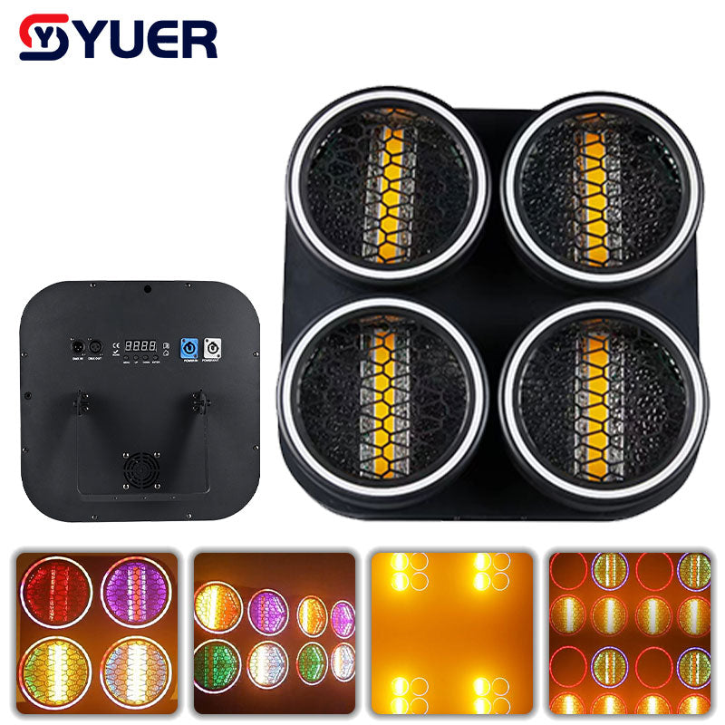 YUER™ LED 4x30W COB Amber Warm White With RGB 120W LED SMD Ring Retro Splicing Party Wedding Background Wash Effect Strobe Stage