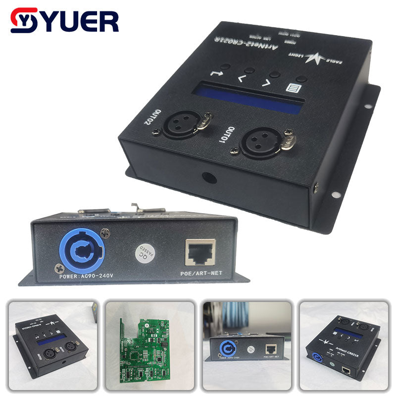 YUER™️ Interfaz del controlador de iluminación Ethernet ArtNet DMX 512 2 Caja convertidora Tiger Touch MA2