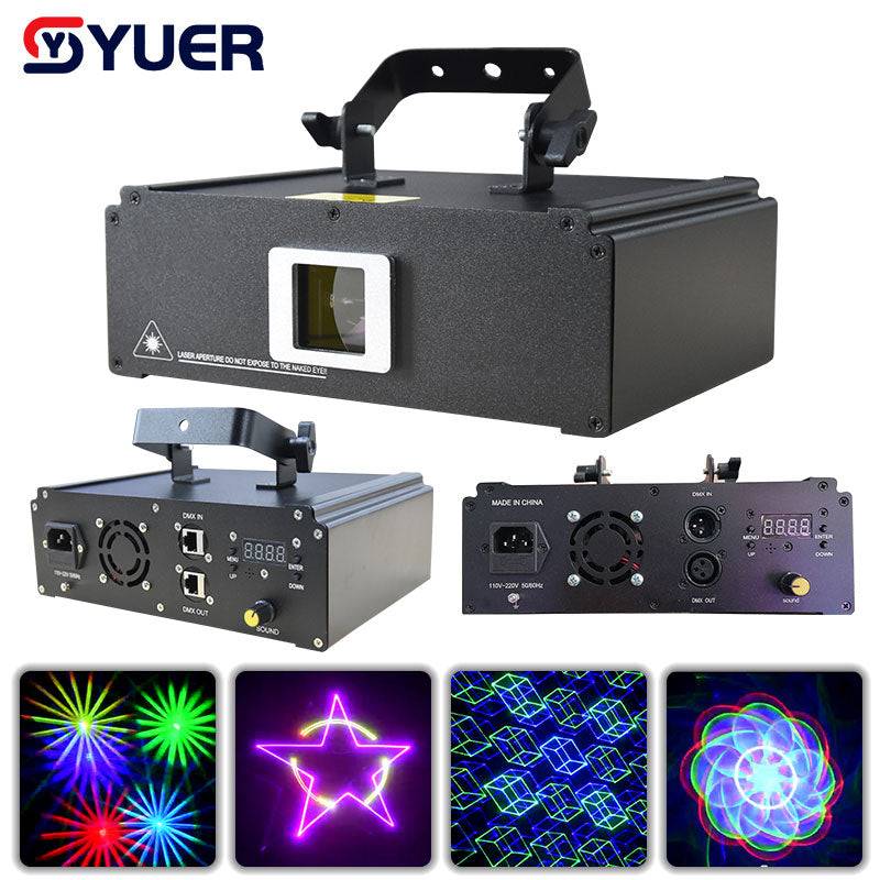 YUER™️ 1W/2W 5IN1 RGB Animation 3D Beam Stage Laser Lights