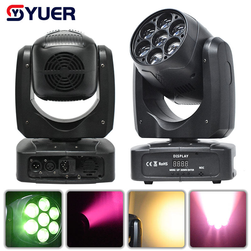 YUER™️ LED 7x20W RGBW 4In1 Beam Moving Head Zoom Wash Light For