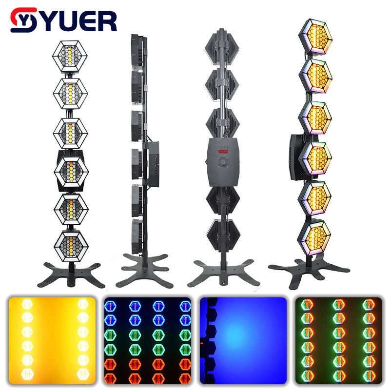 YUER™️ 6X50W COB Warm White + RGB SMD Pixel Linear Retro Flash