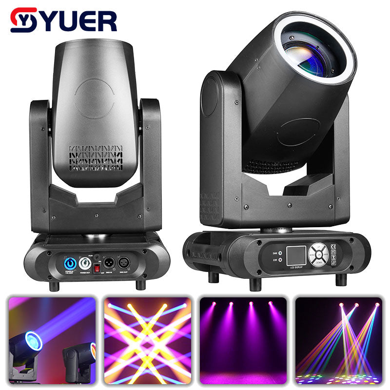 YUER™️ LED 300W Beam Spot Moving Head Light With LED Aperture+Double Prism+Rainbow+Atomization Effect Electric focusing Stage Lighting For DJ Disco Party Christmas Bar Club Wedding