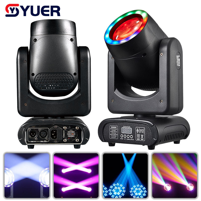 YUER™️ Mini Cabeza Móvil LED 150W Haz+Punto+Efecto Arcoíris+Apertura+18 Prismas Dj Dmx Efecto de Luz para Escenario Disco Dj Bar