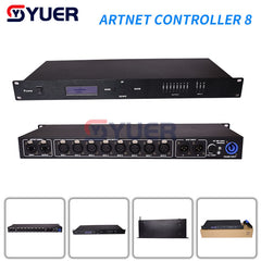 YUER™️ Artnet Dmx Control Convertidor de señal de 8 puertos Salida 4096 canales Dj Disco Party Controlador de iluminación de escenario 