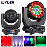 YUER™️ 19PCS 15W RGBW 4IN1 Focusing Moving Head Wash Light For Disco Beam Lights DJ Party Stage Lighting Commercial Lights