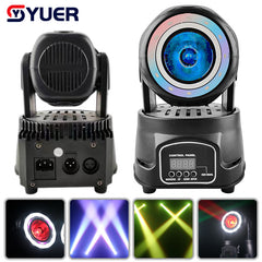 YUER™️ Mini 40W LED RGBW 4IN1 Beam Moving Head Light With Dual Ring Strobe Stage Lights DMX512 Dj Disco Party Wedding Bar Stage Effects