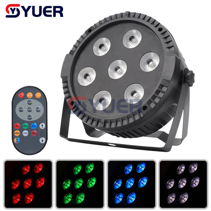 YUER™️ New 7x6W RGBW 4in1 LED Par Light Wireless Remote Control Stage Light For Dance Club Birthday Party Wedding DJ Disco