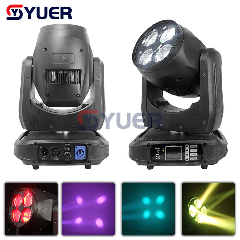 YUER™️ 4X40W RGBW 4IN1 LED Bee Eye Zoom Moving Head Light DMX512 16/20CH For DJ Disco Music Party Wedding Stage Indoor Show Bar Club