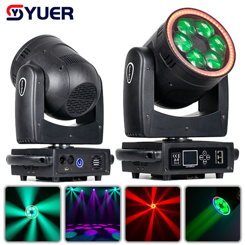 YUER™️ 6x40W LED Lyre Spider Bee Eye Beam Moving Head Wash Lights Éclairage de scène avec bande LED Effet lumineux de scène DJ Disco Mariage Bar