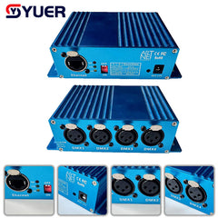 YUER™️ ArtNet-DMX 4 convertidor bidireccional ArtNet DMX de cuatro vías 4 XLR hembra de 3 pines de entrada/salida de señal, cable Ethernet