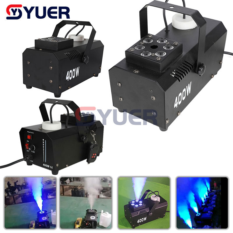 YUER™️ Mini machine à brouillard de fumée disco 400 W avec télécommande sans fil pour DJ Disco Party vacances mariage Noël avec lumière LED RVB 