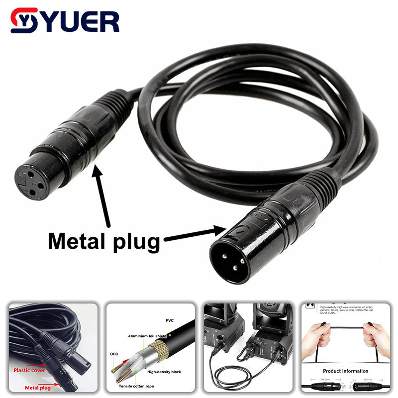 YUER™️ LED Studio Computer PC Controlador de iluminación de escenario Atenuador DMX512 Cable DMX de señal de 3 pines/5 pines (1M-50M) Cable de señal de iluminación de escenario 