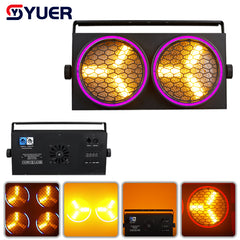 YUER™️ LED COB Audience Light 2 Eyes Blinder Lights 6x30W Strobe Wash Effect With 102x0.2W RGB Ring DMX512 Flood Lighting Dj Disco