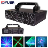 YUER™️ NEW 4.5W RGB Laser Beam Line Pattern Animation Scanner Projector DJ Disco Stage Lighting Effect Dance Party Holiday Bar Club DMX