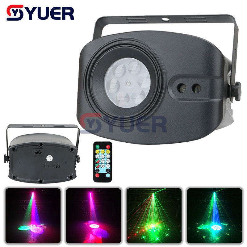 YUER™️ Proyector LED RGB con 4 imágenes grandes, luz láser con 48 patrones, luz para Fiesta de DJ o discoteca, iluminación de escenario con Control remoto, almacén de la UE. 