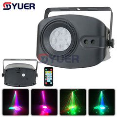 YUER™️ Proyector LED RGB con 4 imágenes grandes, luz láser con 48 patrones, luz para Fiesta de DJ o discoteca, iluminación de escenario con Control remoto, almacén de la UE. 