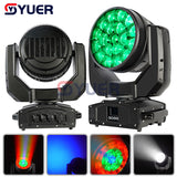 YUER™️ Water Proof IP65 19X40W RGBW Zoom Wash Moving Head Light DMX512 19/27CH Beam Pattern Effect DJ Disco Stage Wedding Party Bar