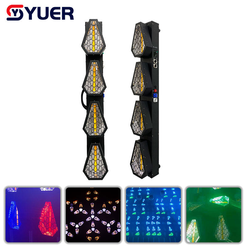 YUER™️ Portman 4 cabezas brújula giratoria infinita luz retro 4X80W + 48X3W LED efecto de flash retro luz DJ discoteca fiesta bar boda DMX 