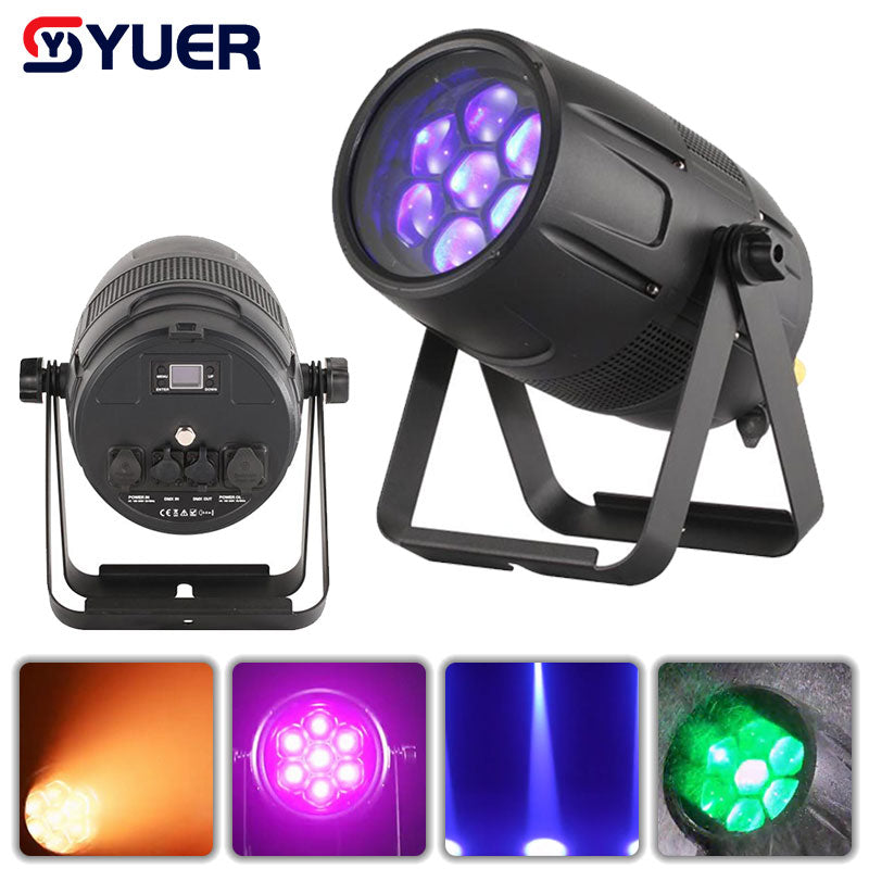 YUER™ IP65 Étanche 7X40W LED RGBW 4en1 Wash Beam Zoom Effet Projecteur de Scène Boîtier Aluminium Stroboscope DMX Musique DJ Disco Scène Noël Arrière-plan