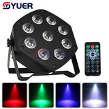 YUER™️ Wireless Remote Control LED Par 9x10W RGBW 4IN1 LED Wash Light Stage DJ Party Uplighting No Noise Remote Control Night Lights