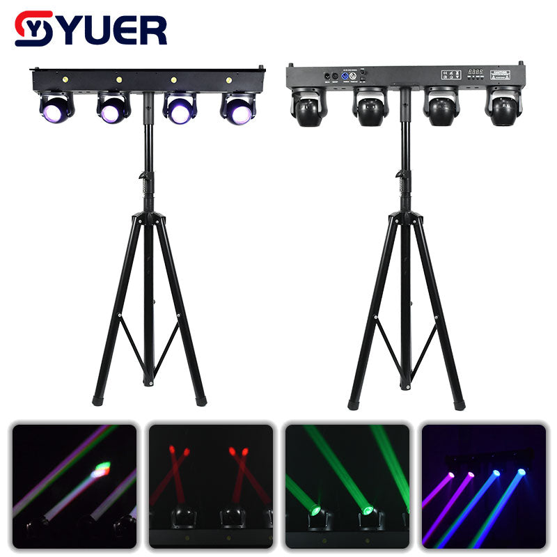 YUER™️ New Set 4x40W RGBW 4in1 LED Moving Head Beam Strobe