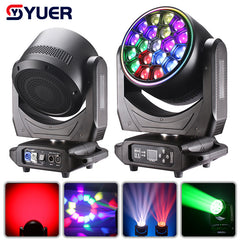 YUER™️ LED 19x40W RGBW Bee Eye Beam Zoom Wash Effect avec bande lumineuse cercle rotatif Tête mobile professionnelle Éclairage de scène DJ Disco