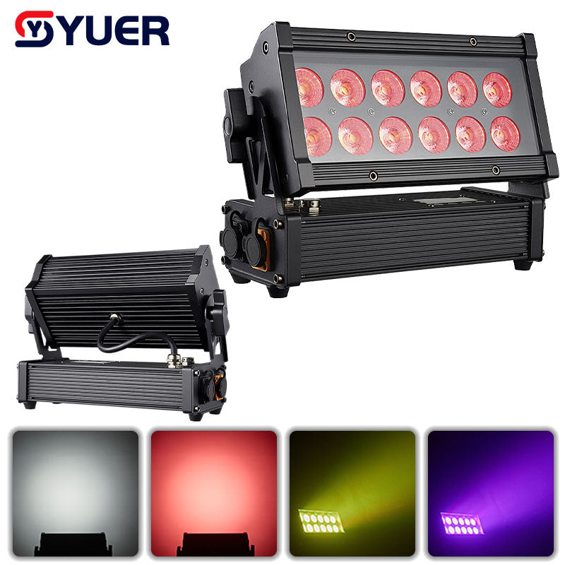 Projecteur PAR LED étanche IP65 YUER™ 12x10W RGBW 4-en-1 / 12x15W RGBWA UV 6-en-1 contrôle DMX512 pour fêtes, mariages, DJ, discothèques