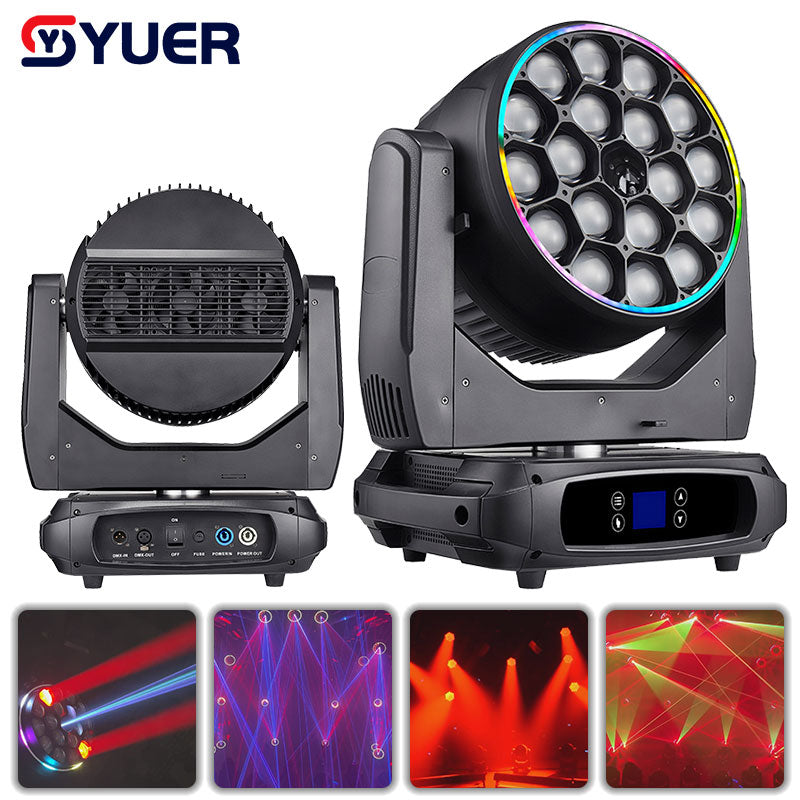 YUER™️ LED 18X40W RGBW Lumière de scène mobile laser "Œil d'abeille" RGB avec SMD DMX512 pour discothèque, club, 52/76/148CH, effets de lumière DJ