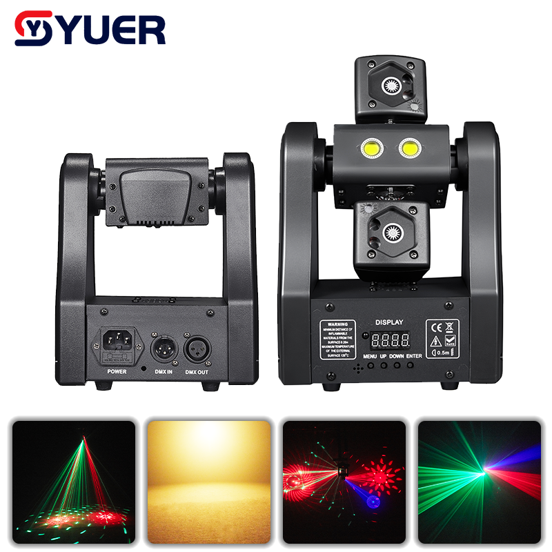 YUER™ 2x5W Warm White Strobe +3 Red 2 Green 1 Blue Laser Moving Head Light With Strobe Laser Effect DMX512 For DJ Disco Wedding Event Party Bar Club