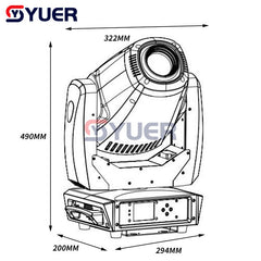 YUER™️ LED 230W Spot faisceau lumineux à tête mobile lavage Zoom modèle LED effet de scène lumières DMX512 contrôle de la musique DJ Disco Bar lampe équipement 
