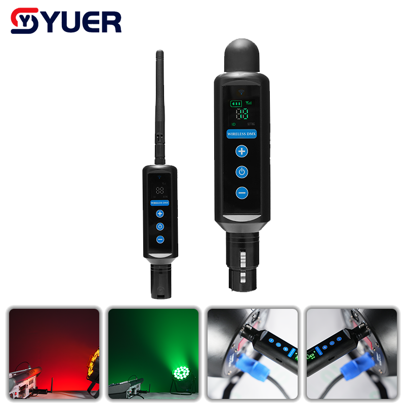 YUER™ New Super 2.4G Wireless DMX512 Transmitter Display Detachable Antenna + Super 2.4G Wireless DMX512 Receiver Battery Power Display For DJ Disco Party Bar Wedding Stage Lighting