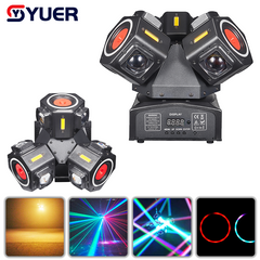 YUER™ 9x10W RGBW 4in1 +9x10W Strobe +2 Red 1 Green Laser  3 Arm Moving Head Light With Ring Beam Laser Strobe Effect DMX512 Remote Control For DJ Disco Club Wedding Party Bar Stage Lighting