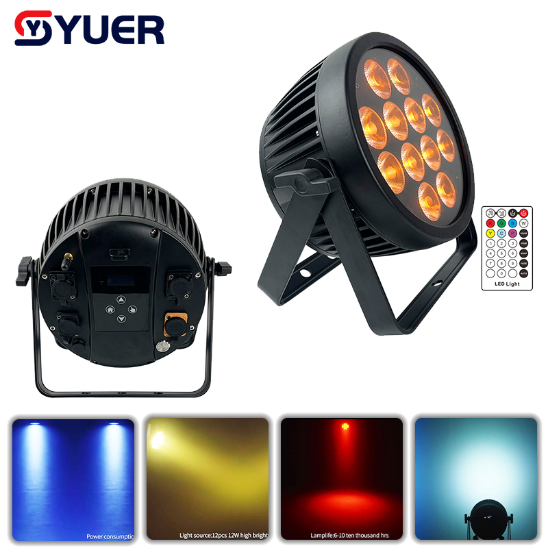 YUER™ 12x12W RGBWAUV 6in1 Battery Par Light Wash Effect DMX512 Remote APP Control For DJ Disco Wedding Event Party Bar Club