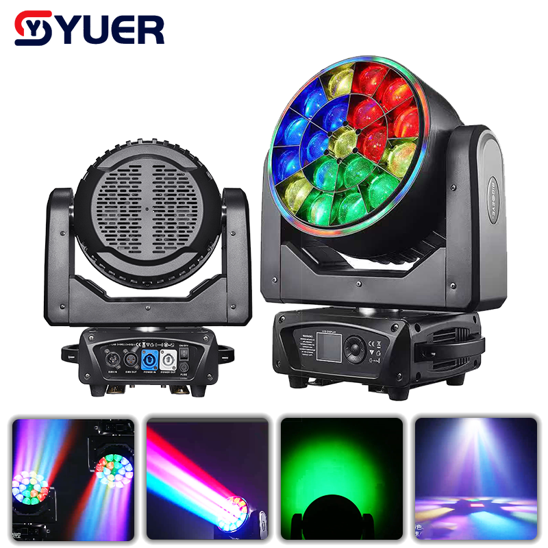 YUER™ 19x40W Bee Eye Moving Head Light With Ring Wash Effect DMX512 Sound Control For DJ Disco Wedding Event Party Bar Club
